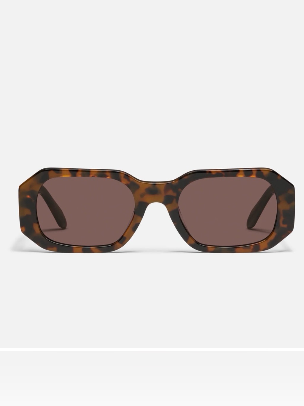 Quay Australia Hyped Up Tortoiseshell Rectangular Sunglasses - Brown Lenses